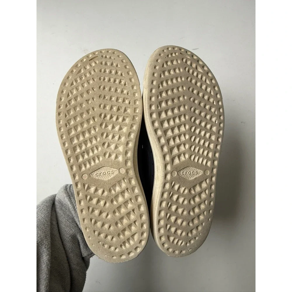 CROCS Youth Boys 12.5 Navy Blue White Perforated Waterproof Slip On Shoes #109